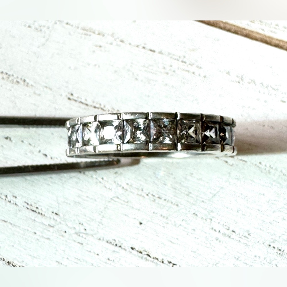 Vintage 925 Sterling Silver Channel Set Ring Band